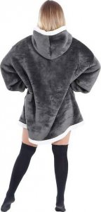 Springos Kocobluza damska oversize koc bluza 2w1 z kapturem ciepła grafitowa UNIWERSALNY 7