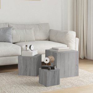 vidaXL Stoliki, 3 szt., szary dąb sonoma, materiał drewnopochodny 6
