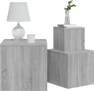 vidaXL Stoliki, 3 szt., szary dąb sonoma, materiał drewnopochodny 7