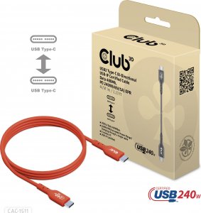Kabel USB Club 3D USB-C - USB-C 1 m Czerwony (CAC-1511) 5