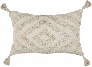 Beliani Lumarko Bawełniana poduszka dekoracyjna w geometryczny wzór 40 x 60 cm beżowa CRATAEGUS! 1