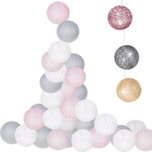 Springos Lampki dekoracyjne cotton balls 20 LED 20 kul różowe szare UNIWERSALNY 1