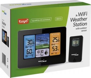 Stacja pogodowa GreenBlue Stacja pogodowa WiFi GreenBlue, zgodna z TUYA, czujnik zewnętrzny, kalendarz, prognoza pogody, barometr, GB215 4