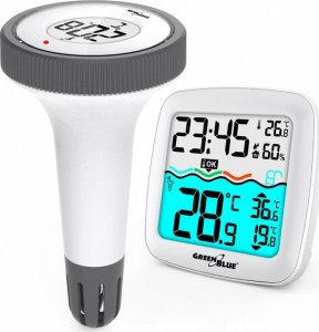 GreenBlue Stacja pogodowa GreenBlue GB216 z termometrem basenowym, zasięg 60m, czujnik pływający, temperatura, godzina, kalendarz, DCF 3