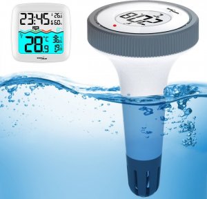 GreenBlue Stacja pogodowa GreenBlue GB216 z termometrem basenowym, zasięg 60m, czujnik pływający, temperatura, godzina, kalendarz, DCF 6