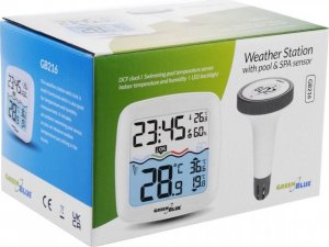 GreenBlue Stacja pogodowa GreenBlue GB216 z termometrem basenowym, zasięg 60m, czujnik pływający, temperatura, godzina, kalendarz, DCF 8