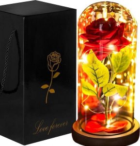 Springos Wieczna róża 22 cm świecąca ozdoba LED prezent kwiat czerwony UNIWERSALNY 1
