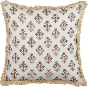 Beliani Lumarko Bawełniana poduszka dekoracyjna w kwiaty 45 x 45 cm biała OMORIKA! 1