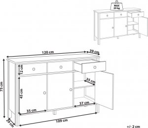Beliani Komoda trzydrzwiowa czarna OLATE! 9