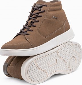 Ombre Buty męskie sneakersy za kostkę - brązowe V1 T418 43 4