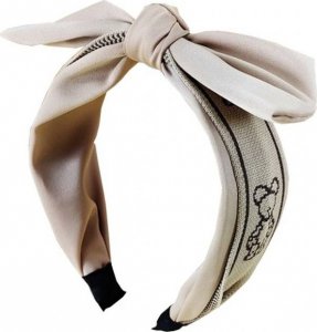eCarla Opaska - turban do włosów z kokardą - beżowa z haftem 1szt 1