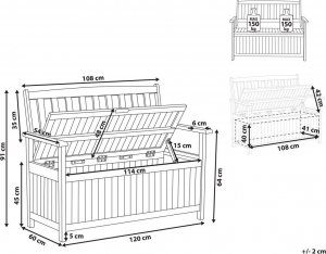 Beliani Ławka ogrodowa drewniana 120 cm czerwona poduszka SOVANA! 10