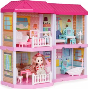 Multistore Domek dla lalek składany Villa + mebelki lalka LED 2