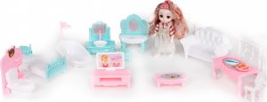 Multistore Domek dla lalek składany Villa + mebelki lalka LED 4