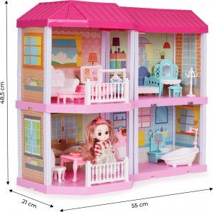 Multistore Domek dla lalek składany Villa + mebelki lalka LED 6