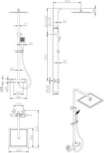Zestaw prysznicowy Oceanic OCEANIC Kolumna prysznicowa - Bateria termostatyczna - Wysoka kwadratowa glowica 30x30 cm - Chrom 5