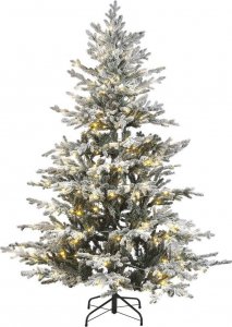 Dekoracja świąteczna Beliani Lumarko Ośnieżona sztuczna choinka ze światełkami 180 cm biała BRISCO! 1