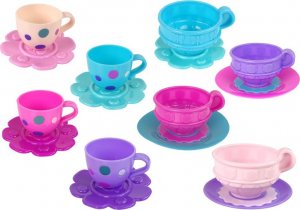 LeanToys Zestaw Do Herbaty Filiżanki Talerzyki Sztućce Miseczki Fioletowe 2