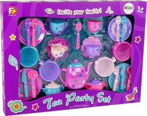 LeanToys Zestaw Do Herbaty Filiżanki Talerzyki Sztućce Miseczki Fioletowe 5