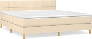 vidaXL Łóżko kontynentalne z materacem, kremowe, tkanina, 180x200 cm 2