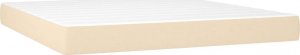 vidaXL Łóżko kontynentalne z materacem, kremowe, tkanina, 180x200 cm 5