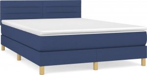 vidaXL vidaXL Łóżko kontynentalne z materacem, niebieskie, tkanina 140x200 cm 2