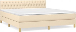vidaXL Łóżko kontynentalne z materacem, kremowe, tkanina, 180x200 cm 2