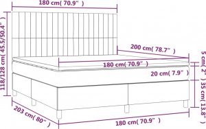 vidaXL vidaXL Łóżko kontynentalne z materacem, niebieskie, tkanina, 180x200cm 6