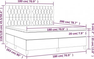 vidaXL vidaXL Łóżko kontynentalne z materacem, taupe, tkanina, 180x200 cm 6