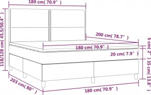 vidaXL vidaXL Łóżko kontynentalne z materacem, brązowe, tkanina, 180x200 cm 6