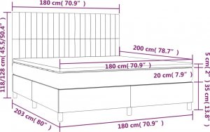 vidaXL Łóżko kontynentalne z materacem, brązowe, tkanina, 180x200 cm 6