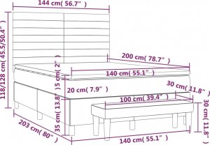 vidaXL vidaXL Łóżko kontynentalne z materacem, taupe, tkanina, 140x200 cm 8