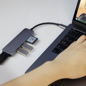 Adapter USB Modi Home Adapter aluminiowy HUB 5w1 USB-C na HDMI 4K, 2xUSB 3.0, Czytnik kart 1