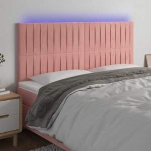 vidaXL vidaXL Zagłówek do łóżka z LED, różowy, 160x5x118/128 cm, aksamit 1