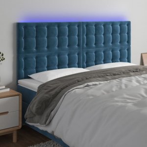 vidaXL vidaXL Zagłówek do łóżka z LED, ciemnoniebieski, 180x5x118/128 cm 1