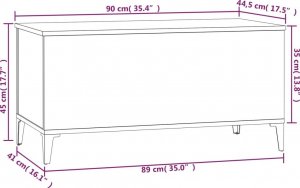 vidaXL Stolik kawowy, czarny, 90x44,5x45 cm 10