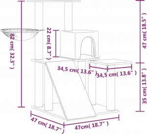 vidaXL vidaXL Drapak dla kota z sizalowymi słupkami, ciemnoszary, 82 cm 7