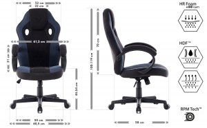 Fotel SENSE7 Prism materiałowy czarno-niebieski 7