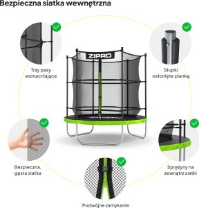 Trampolina ogrodowa Zipro Jump Pro z siatką wewnętrzną 6FT 183cm 6
