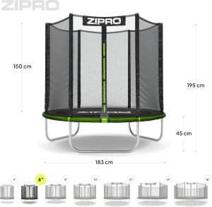 Trampolina ogrodowa Zipro Jump Pro z siatką zewnętrzną 6FT 183cm 9