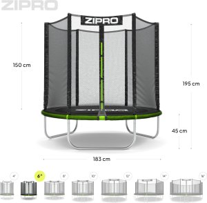 Trampolina ogrodowa Zipro Jump Pro z siatką zewnętrzną 6FT 183cm 9