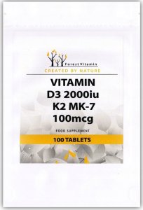 FOREST Vitamin FOREST VITAMIN Vitamin D3 2000IU K2 MK-7 100mcg 100tabs 1