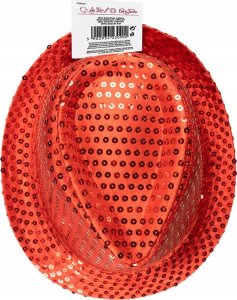 Arpex KAPELUSZ CEKINY CZERWONY 2