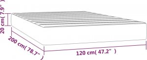 vidaXL vidaXL Materac kieszeniowy, jasnoszary, 120x200x20 cm, aksamit 7