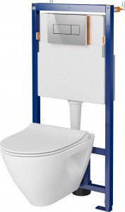 Zestaw podtynkowy Cersanit SET B606 TECH LINE OPTI, miska zawieszana MILLE PLUS CleanOn, deska duroplastowa, przycisk OPTI A1 chrom błyszczący (S701-635) 1