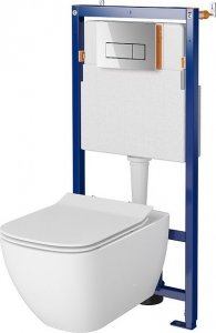 Zestaw podtynkowy Cersanit SET B638 TECH LINE OPTI, miska zawieszana VIRGO CleanOn, deska duroplastowa, przycisk OPTI B1 chrom błyszczący (S701-674) 1