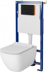 Zestaw podtynkowy Cersanit SET B639 TECH LINE OPTI, miska zawieszana VIRGO CleanOn, deska duroplastowa, przycisk OPTI B1 czarny matowy (S701-658) 1