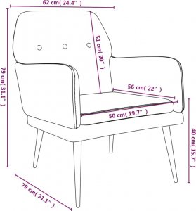 vidaXL vidaXL Fotel, niebieski, 62x79x79 cm, obity aksamitem 8