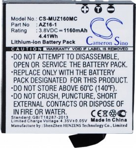 Cameron Sino Akumulator Bateria Az16-1 / Az16 Do Xiaomi Yi 2 4k / Cs-muz160mc 2
