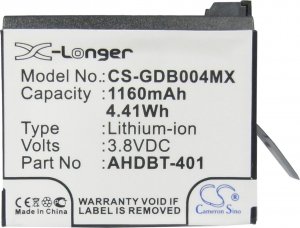 Akumulator Cameron Sino Akumulator Bateria Ahdbt-401 Do Gopro Hero 4 / Hero4 / Cs-gdb004mx 2